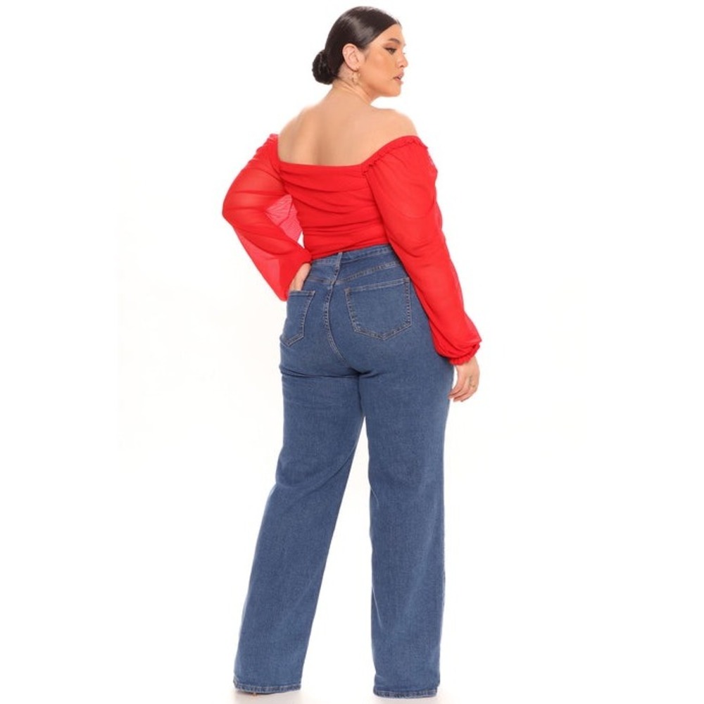 NWT Fashion Nova Sweet Love Straight Leg Jeans TALL Wide Leg Medium Wash Size 16 - Picture 2 of 12
